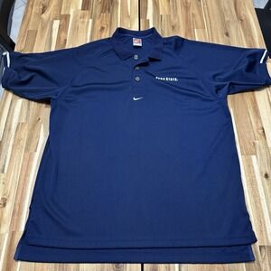 Vintage Penn State Nittany Lions Polo Shirt Mens L Nike Blue Heavyweight College